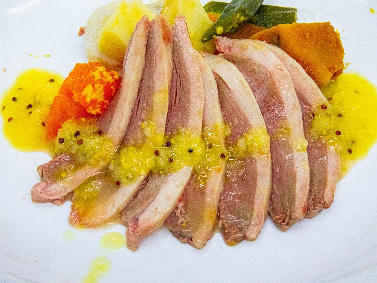 鴨の冷静ロースト根菜サラダ~みかんカルパッチョドレ~